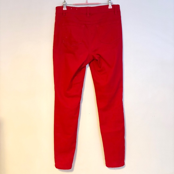 D. Jeans Mid Rise Skinny Jeans Pants Bottoms Firetruck Bright Red Womens Size 6 - Picture 2 of 4